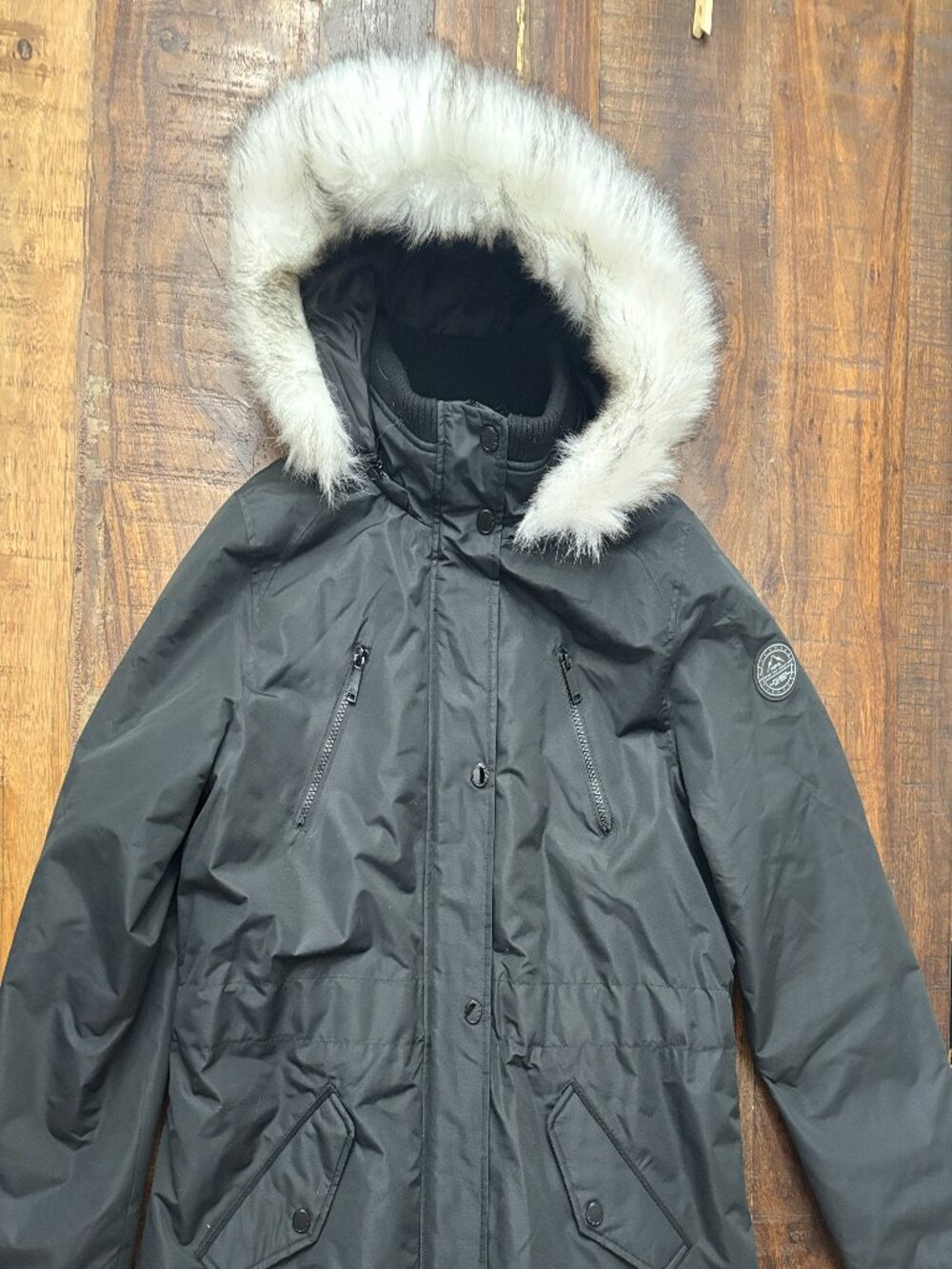 HFX Halifax Traders Womens XL Black Insulated Winter Parka Faux Fur Hood